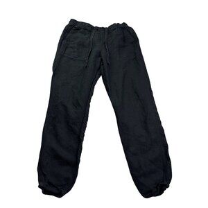 Gap Womens Black Jogger Pants Size XS Linen Blend Elastic Waist Drawstring